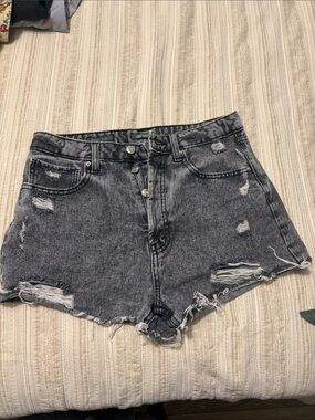 Black ripped jean shorts